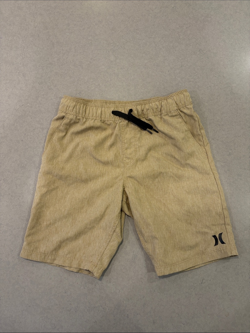 Hurley Tan Elastic Waist Swim Shorts with Black Drawstring